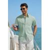 COOFANDY Men’s Button Down Shirt Short Sleeve Cotton Casual Summer Shirts Textured Beach Vacation Shirts for Men(Sage Green)