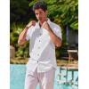 COOFANDY Men’s Button Down Shirt Short Sleeve Cotton Casual Summer Shirts Textured Beach Vacation Shirts for Men(White)