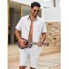 COOFANDY Men’s Button Down Shirt Short Sleeve Cotton Casual Summer Shirts Textured Beach Vacation Shirts for Men(White)