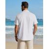 COOFANDY Men’s Button Down Shirt Short Sleeve Cotton Casual Summer Shirts Textured Beach Vacation Shirts for Men(White)