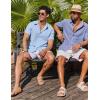 COOFANDY Men’s Button Down Shirts Short Sleeve Casual Shirt Summer Beach Textured Shirts(Dark Blue)