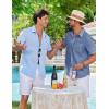 COOFANDY Men’s Button Down Shirts Short Sleeve Casual Shirt Summer Beach Textured Shirts(Denim Blue)