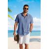 COOFANDY Men’s Button Down Shirts Short Sleeve Casual Shirt Summer Beach Textured Shirts(Denim Blue)