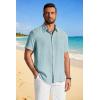 COOFANDY Men’s Button Down Shirts Short Sleeve Casual Shirt Summer Beach Textured Shirts(Mint Green)