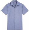 COOFANDY Men’s Button Down Shirts Short Sleeve Casual Shirts Summer Beach Linen Shirts with Pocket(Grey Blue)