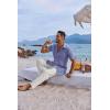 COOFANDY Men’s Button Down Shirts Short Sleeve Casual Shirts Summer Beach Linen Shirts with Pocket(Grey Blue)