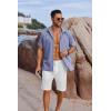 COOFANDY Men’s Button Down Shirts Short Sleeve Casual Shirts Summer Beach Linen Shirts with Pocket(Grey Blue)