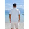 COOFANDY Men’s Button Down Shirts Short Sleeve Casual Shirts Summer Beach Linen Shirts with Pocket(Mint Blue)