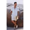 COOFANDY Men’s Button Down Shirts Short Sleeve Casual Shirts Summer Beach Linen Shirts with Pocket(Mint Blue)