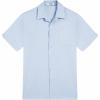 COOFANDY Men’s Button Down Shirts Short Sleeve Casual Shirts Summer Beach Linen Shirts with Pocket(Mint Blue)