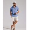 COOFANDY Mens Casual Button Down Shirt Short Sleeve Summer Shirt for Beach Vacation Resort Wear(Blue)