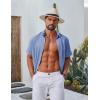COOFANDY Mens Casual Button Down Shirt Short Sleeve Summer Shirt for Beach Vacation Resort Wear(Blue)