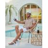 COOFANDY Mens Casual Button Down Shirt Short Sleeve Summer Shirt for Beach Vacation Resort Wear(Champagne)