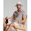 COOFANDY Mens Casual Button Down Shirt Short Sleeve Summer Shirt for Beach Vacation Resort Wear(Champagne)