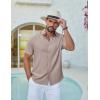 COOFANDY Mens Casual Button Down Shirt Short Sleeve Summer Shirt for Beach Vacation Resort Wear(Champagne)