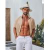 COOFANDY Mens Casual Button Down Shirt Short Sleeve Summer Shirt for Beach Vacation Resort Wear(Light Khaki)