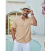 COOFANDY Mens Casual Button Down Shirt Short Sleeve Summer Shirt for Beach Vacation Resort Wear(Light Khaki)