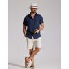 COOFANDY Mens Casual Button Down Shirt Short Sleeve Summer Shirt for Beach Vacation Resort Wear(Navy Blue)