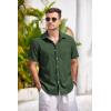 COOFANDY Men’s Casual Button Down Shirts Short Sleeve Linen Shirts Summer Beach Dress Shirt(Army Green)