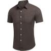 COOFANDY Men’s Casual Button Down Shirts Short Sleeve Linen Shirts Summer Beach Dress Shirt(Coffe)
