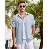 COOFANDY Men’s Casual Button Down Shirts Short Sleeve Linen Shirts Summer Beach Dress Shirt(Flecking Light Blue)