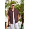 COOFANDY Men’s Casual Button Down Shirts Short Sleeve Linen Shirts Summer Beach Dress Shirt(Flecking Wine Red)
