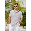 COOFANDY Men’s Casual Button Down Shirts Short Sleeve Linen Shirts Summer Beach Dress Shirt(Light Gray)