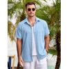 COOFANDY Men’s Casual Button Down Shirts Short Sleeve Linen Shirts Summer Beach Dress Shirt(Sky Blue)