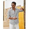 COOFANDY Men’s Cotton Linen Button Down Shirts Long Sleeve Casual Summer Beach Shirts for Men(1- Light Grey)