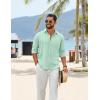 COOFANDY Men’s Cotton Linen Button Down Shirts Long Sleeve Casual Summer Beach Shirts for Men(Bright Green)