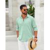 COOFANDY Men’s Cotton Linen Button Down Shirts Long Sleeve Casual Summer Beach Shirts for Men(Bright Green)