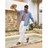 COOFANDY Men’s Cotton Linen Button Down Shirts Long Sleeve Casual Summer Beach Shirts for Men(Denim Blue)