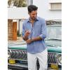 COOFANDY Men’s Cotton Linen Button Down Shirts Long Sleeve Casual Summer Beach Shirts for Men(Denim Blue)