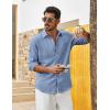 COOFANDY Men’s Cotton Linen Button Down Shirts Long Sleeve Casual Summer Beach Shirts for Men(Denim Blue)