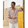 COOFANDY Men’s Cotton Linen Button Down Shirts Long Sleeve Casual Summer Beach Shirts for Men(Khaki)