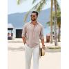 COOFANDY Men’s Cotton Linen Button Down Shirts Long Sleeve Casual Summer Beach Shirts for Men(Khaki)