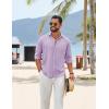 COOFANDY Men’s Cotton Linen Button Down Shirts Long Sleeve Casual Summer Beach Shirts for Men(Purple)