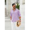 COOFANDY Men’s Cotton Linen Button Down Shirts Long Sleeve Casual Summer Beach Shirts for Men(Purple)