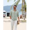 COOFANDY Men’s Cotton Linen Button Down Shirts Long Sleeve Casual Summer Beach Shirts for Men(Sage Green)