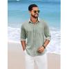 COOFANDY Men’s Cotton Linen Button Down Shirts Long Sleeve Casual Summer Beach Shirts for Men(Sage Green)