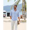 COOFANDY Men’s Cotton Linen Button Down Shirts Long Sleeve Casual Summer Beach Shirts for Men(Sky Blue)