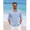 COOFANDY Men’s Cotton Linen Button Down Shirts Long Sleeve Casual Summer Beach Shirts for Men(Sky Blue)