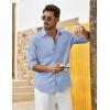 COOFANDY Men’s Cotton Linen Button Down Shirts Long Sleeve Casual Summer Beach Shirts for Men(Sky Blue)