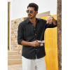 COOFANDY Men’s Cotton Linen Button Down Shirts Long Sleeve Casual Summer Beach Shirts for Men(Solid Black)