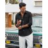 COOFANDY Men’s Cotton Linen Button Down Shirts Long Sleeve Casual Summer Beach Shirts for Men(Solid Black)