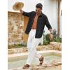 COOFANDY Men’s Cotton Linen Button Down Shirts Long Sleeve Casual Summer Beach Shirts for Men(Solid Black)
