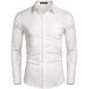 COOFANDY Men’s Cotton Linen Button Down Shirts Long Sleeve Casual Summer Beach Shirts for Men(White)