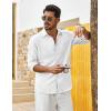 COOFANDY Men’s Cotton Linen Button Down Shirts Long Sleeve Casual Summer Beach Shirts for Men(White)