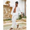 COOFANDY Men’s Cotton Linen Button Down Shirts Long Sleeve Casual Summer Beach Shirts for Men(White)