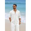 COOFANDY Men’s Cotton Linen Button Down Shirts Long Sleeve Casual Summer Beach Shirts for Men(White)